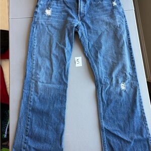 American Eagle Outfitters Men's Blue Distressed Bootcut Jeans